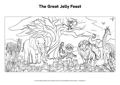 Mr Jelby colouring page: The Great Jelly Feast